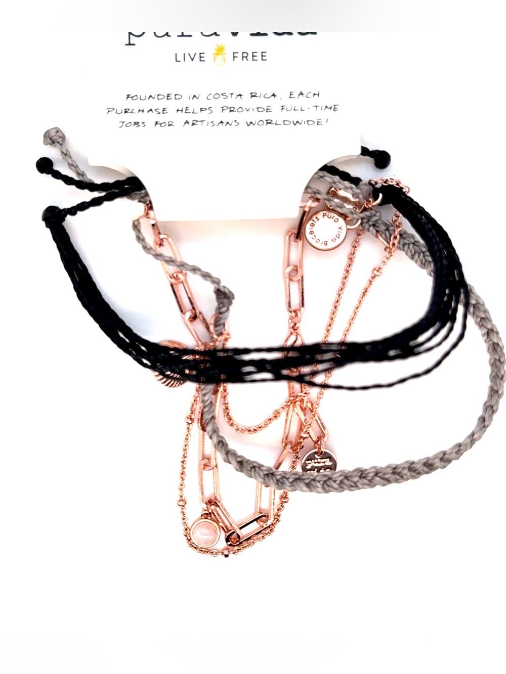Pura Vida‎ Rose Gold/Black Set
